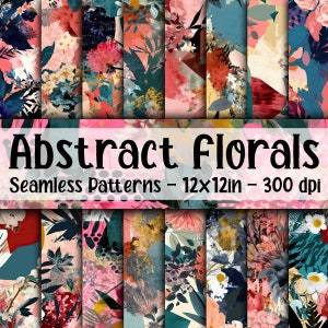 Abstracte bloemen NAADLOZE patronen - abstracte bloemen digitaal papier - 16 ontwerpen - 12 x 12 in - commercieel gebruik - abstract bloemenpatroon