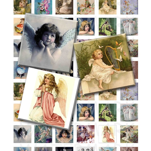 Angels and Fairies - Digital Collage Sheet  - 1 inch (1 x 1)  - INSTANT DOWNLOAD