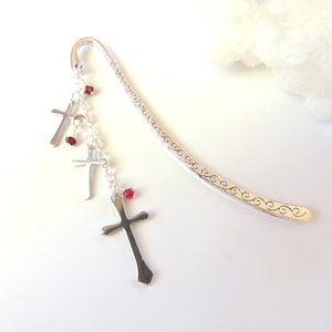 Triple Cross Bookmark, Metal Bookmark, Beaded Bookmark, Handmade Bookmarks, Books and Zines