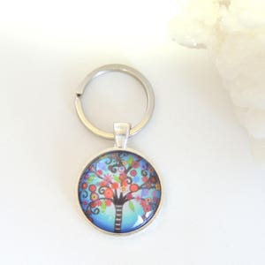Colorful Tree of Life Keychain, Tree of Life Key Ring, Glass Dome Keychain, Key Ring, Tree of Life Gift