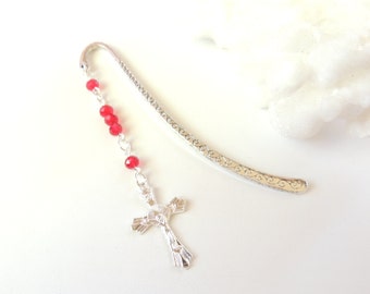 Rosary Cross Bookmark You Choose Color, Religious Bookmark, Metal Bookmark, Books and Zines, Confirmation Gift, Rosary