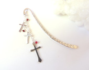 Triple Cross Bookmark, Metal Bookmark, Beaded Bookmark, Handmade Bookmarks, Books and Zines