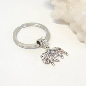 Elephant Charm Key Chain, Elephant Key Ring, Animal Key Chain, Lucky Silver Elephant, Key Chains, Unisex Gifts, Boho Indie Silver Elephant