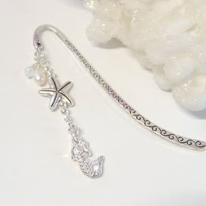 Mermaid Starfish Pearl Bookmark, Metal Bookmarks, Mermaid Bookmark, Nautical Beach Bookmark, Mermaid Lover Gift, Teacher Gift