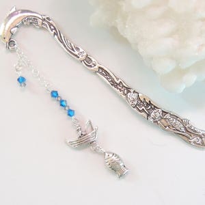 Fisherman Bookmark, Dad Gift, Father's Day Gift, Dolphin Bookmark, Fish Bookmark, Metal Bookmark, Fisherman Gift