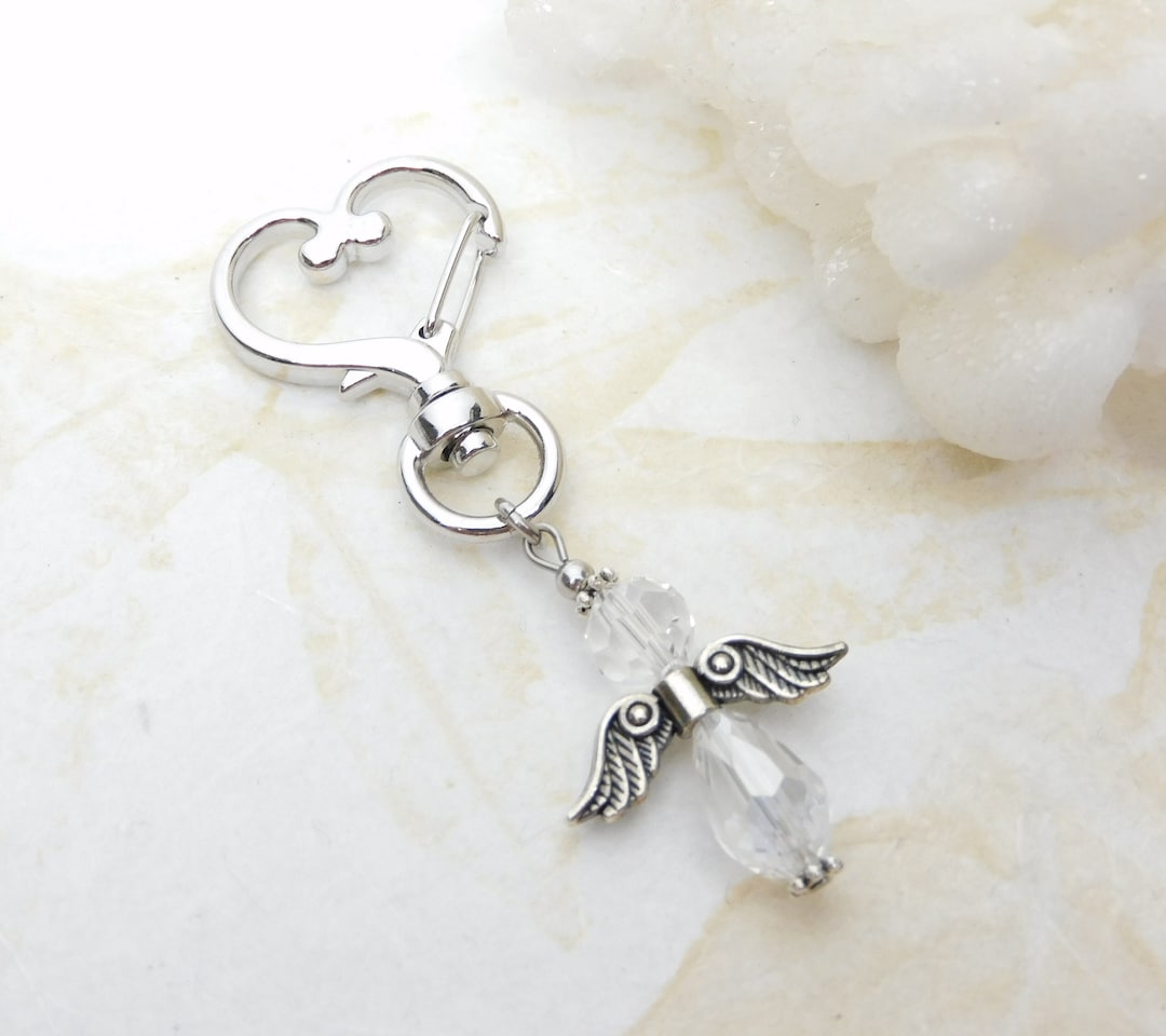 Angel Keyring, Guardian Angel Gift, Heart Keyring, Key Fob, Remembrance ...