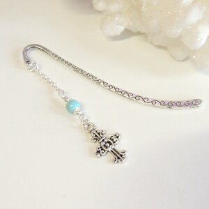 Cross Bookmark, Religious Bookmark, Beaded Bookmark, Metal Cross Bookmark, Books and Zines, Turquoise Bookmark
