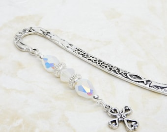 Cross Beaded Bookmark, Custom Beaded Bookmark, Religious Gifts, Office Gift, Confirmation Gift