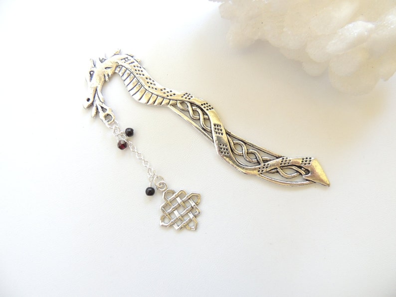 Silver Dragon Bookmark, Metal Bookmark, Books and Zines, Celtic Knot Bookmark, Fantasy Bookmark, Fantasy Dragon Wizards, Gift for Him. B284 image 5