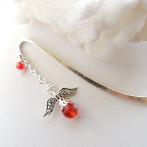 Guardian Angel Bookmark, Red Angel Bookmark, Metal Bookmark, Beaded Bookmark, Books and Zines. B51