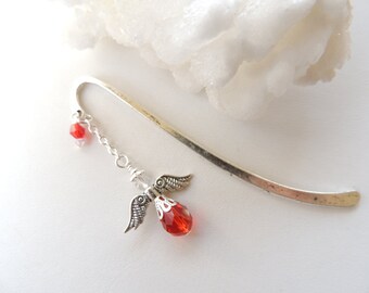 Guardian Angel Bookmark, Red Angel Bookmark, Metal Bookmark, Beaded Bookmark, Books and Zines. B51