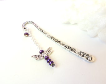 Dragonfly Bookmark, Metal Bookmark, Beaded Bookmark, Books and Zines, Dragonfly Charm Bookmark, Gift Idea, Stocking Stuffer. B183