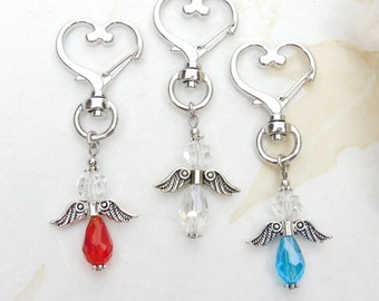 Angel Keyring, Guardian Angel Gift, Heart Keyring, Key Fob, Remembrance Gift
