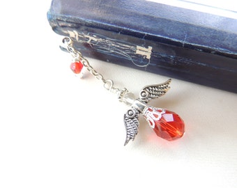 Guardian Angel Bookmark, Red Angel Bookmark, Metal Bookmark, Beaded Bookmark, Books and Zines. B51