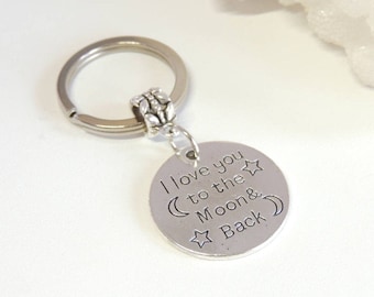 I Love You to the Moon and Back Keyring, Moon and Stars Keychain, Key Ring, Unisex Gifts, Valentine's Day Gift, Anniversary Gift