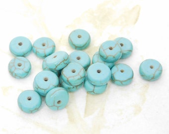 Turquoise Blue Magnesite Rondelle Beads 8x4mm, DIY Jewelry Making Supplies, Gemstone Bead