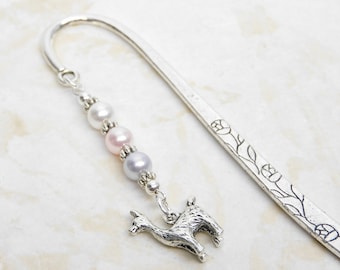 Llama Bookmark, Unique Beaded Bookmarks, Animal Bookmark, Office Gift, Tibetan Silver Bookmark