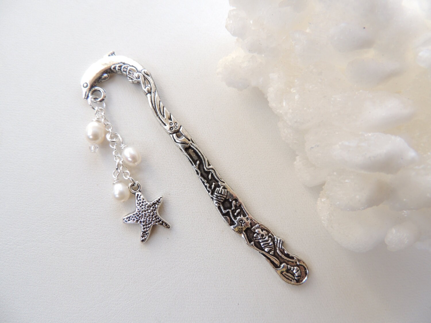 Dolphin Bookmark Nautical Sealife Bookmark Beaded Metal Etsy
