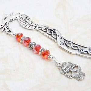 Skull Bookmark, Custom Beaded Bookmark, Office Gift, Teacher Gift, Gift for Him