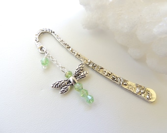 Dragonfly Bookmark, Metal Bookmark, Beaded Bookmark, Books and Zines, Dragonfly Charm Bookmark, Gift Idea, Stocking Stuffer. B183