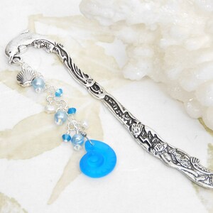 Beach Glass Seashell Dolphin Bookmark, Dolphin Bookmark, Metal Bookmark, Book Gift, Bookmark Hook
