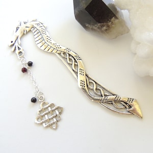 Silver Dragon Bookmark, Metal Bookmark, Books and Zines, Celtic Knot Bookmark, Fantasy Bookmark, Fantasy Dragon Wizards, Gift for Him. B284 image 1