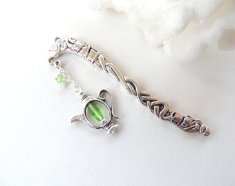 Teapot Bookmark, Crystal Bookmark, Metal Bookmark, Beaded Bookmark, Gift for Her, Stocking Stuffer