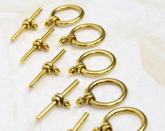 Simple Round Antique Gold Plated Toggle Clasp 5 sets, DIY Jewelry Supplies, Jewelry Findings, Necklace Bracelet Closure
