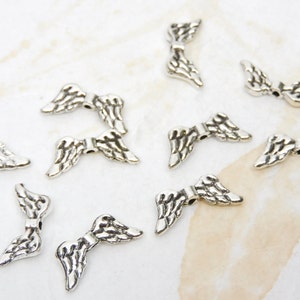 Angel Wing Spacer Bead 10pc, DIY Jewelry Supplies, Wing Bead, Metal Beads, Spacer Bead, Findings