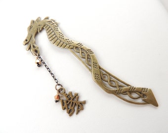 Antique Bronze Dragon Bookmark, Metal Bookmark, Books and Zines, Bookmarker, Fantasy Bookmark, Gift for Him. B132