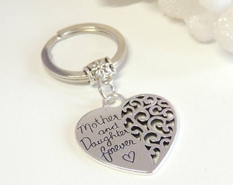 Mother and Daughter Forever Heart Keyring, Daughter Gift, Gift For A Mother, Heart Keychain, Key Rings, Charm Keyring, Mum Gift
