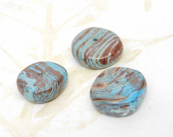 Blue Sky Jasper Beads, Large Rondelle Disk Bead, DIY Jewelry Making Supplies, Natural Beads, Jasper