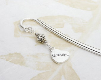 Grandpa Bookmark, Father's Day Gift, Beaded Bookmarks, Gift for Him, Tibetan Silver Bookmarks