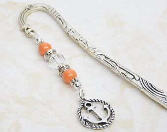 Anchor Bookmark, Unique Beaded Bookmarks, Office Gifts, Nautical Bookmark, Sea Lover Gift