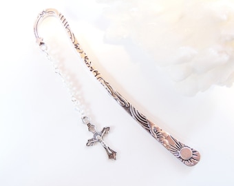 Rosary Cross Bookmark, Religious Bookmark, Beaded Bookmark, Metal Bookmark, Books and Zines, Gift Idea. B341