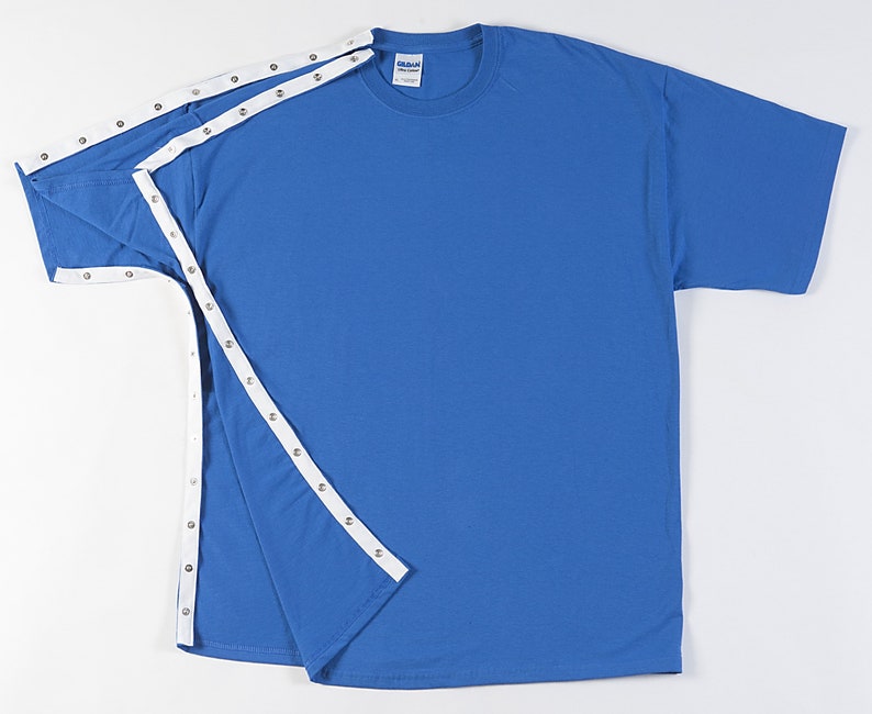 Patient rehab wear tshirts with hidden snaps. Orthopedic Etsy