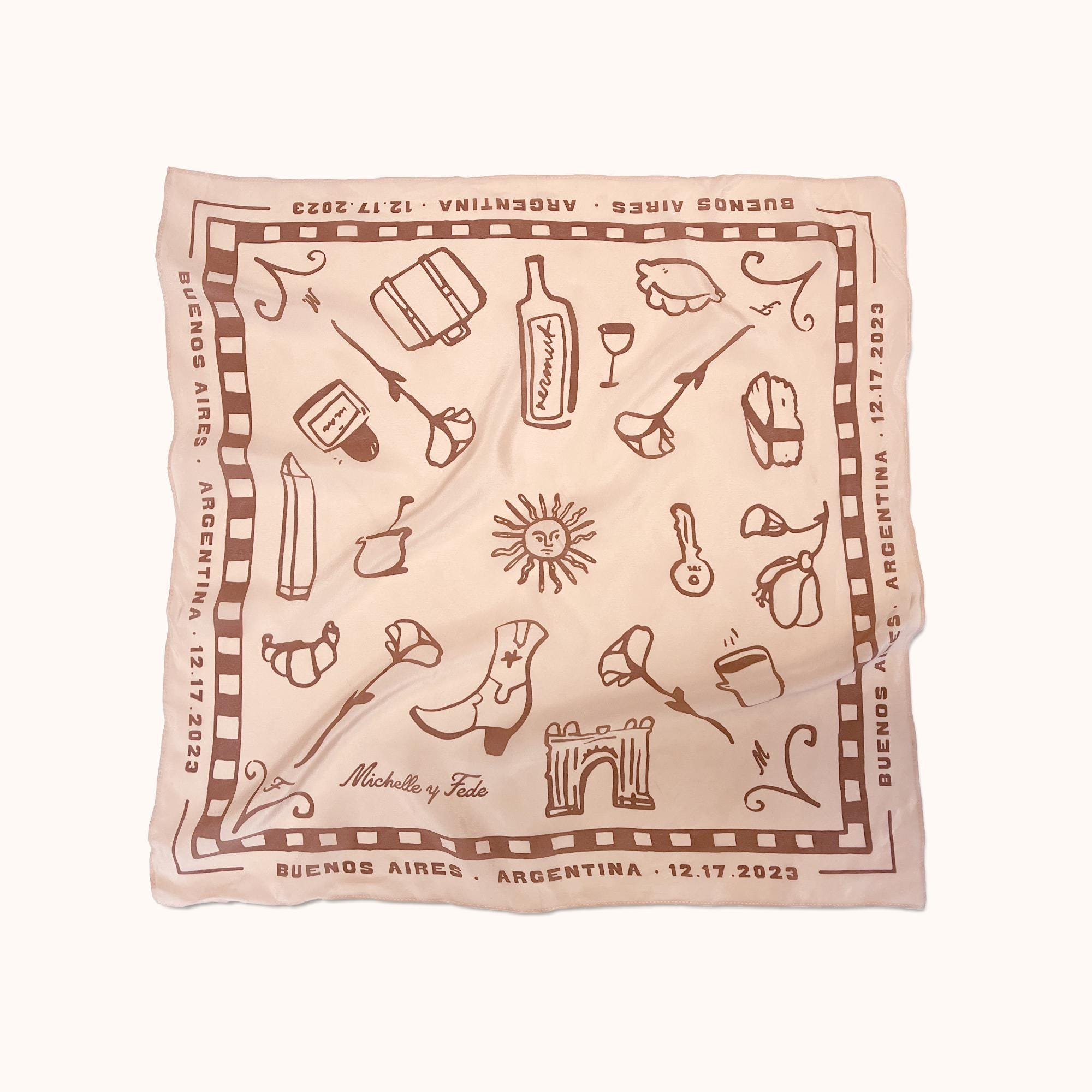 Custom Doodled Silk Scarves - Wedding/Bachelorette Favors that Represent Your Unique Love Story