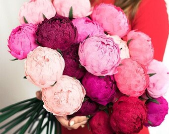 Crepe peonies pieces - paper flowers