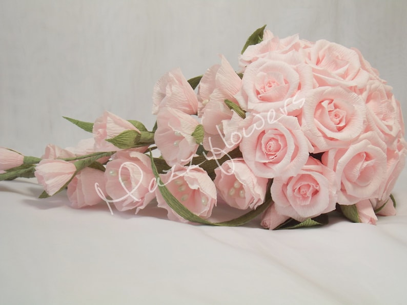 Brautstrauß Hochzeitsstrauß Papierblume Rosen rosa Etsy