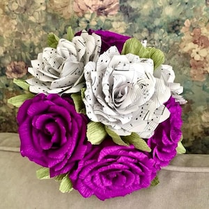 spartiti bouquet, bouquet fiori di carta rose
