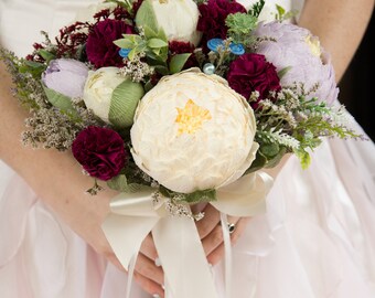 Bridal bouquet,bridesmaids bouquet,wedding bouquet,paper flower bouquet,paper flower peony,bridal bouquet with buttons,bouquet