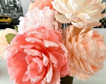 Peony crepe paper flowers Custom set peonies