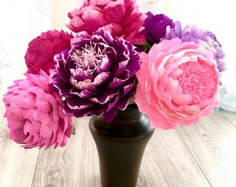 Peony crepe paper flowers Custom set peonies