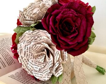 bouquet old books roses custom order