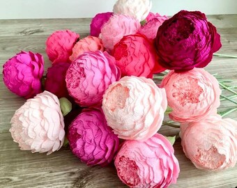 Peony crepe paper flowers Custom set peonies
