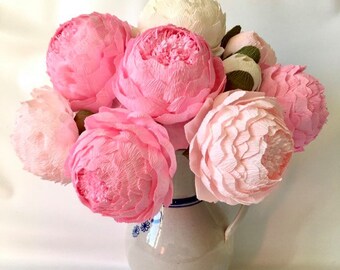 Peony crepe paper flowers Custom set peonies