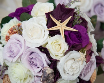 bouquet paper flower sea shells bouquet wedding bouquet