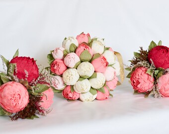 Wedding bouquets with peonies - paper flowers