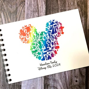 Personalised Rainbow Disney Character Autograph Book, Disney Land, World, Cruise, A5 image 1