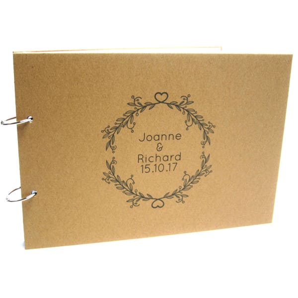 Personalised Wedding Guest Book, Removable Pages, White/Black/Kraft Pages